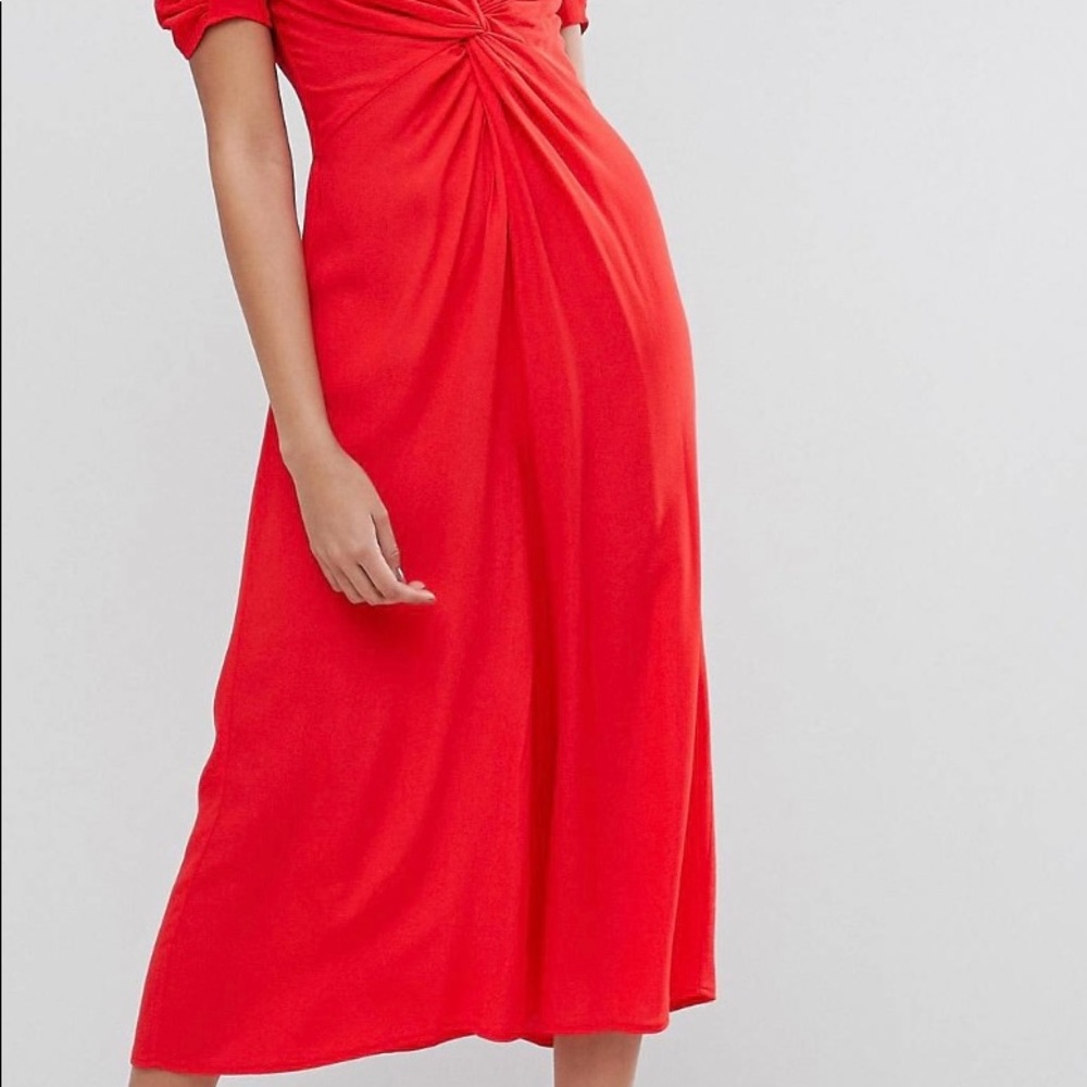 Red Wide Leg Knot Front Jumpsuit